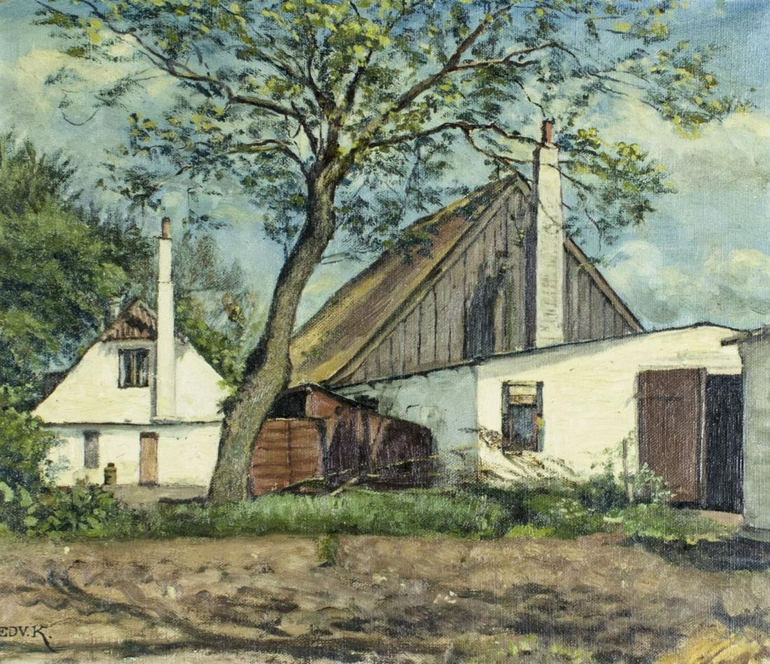 Antique early 20C American oil painting signed (1 of 12)