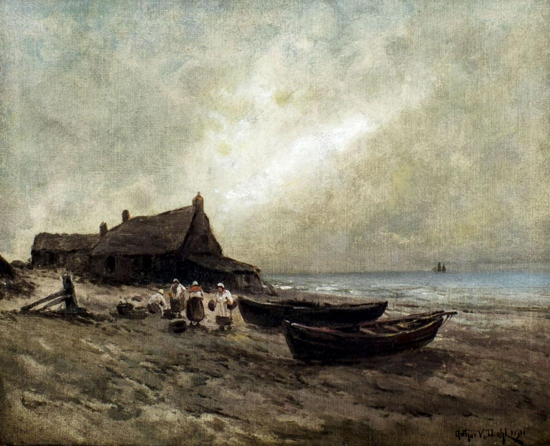 Arthur Diehl (MA,NY,UK,1870-1929) oil painting antique (1 of 12)