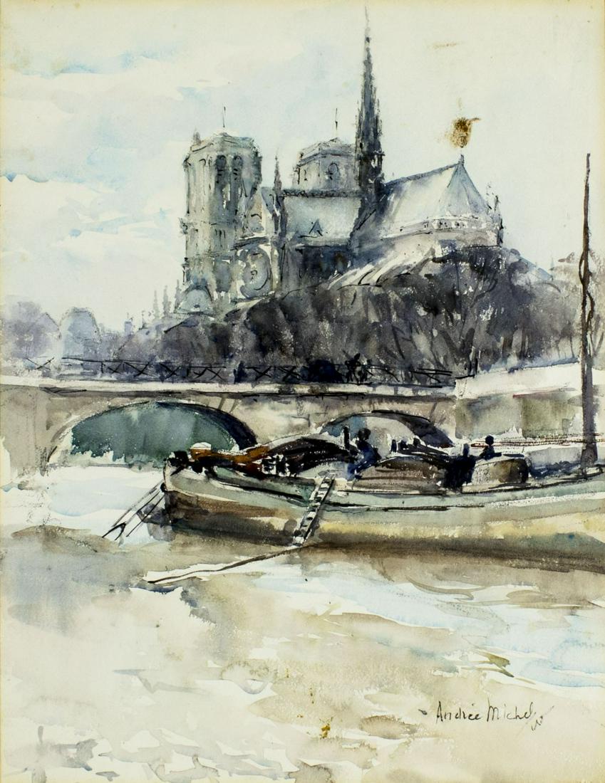 Andre Michel (France,Canada,b 1945) watercolor painting (1 of 12)