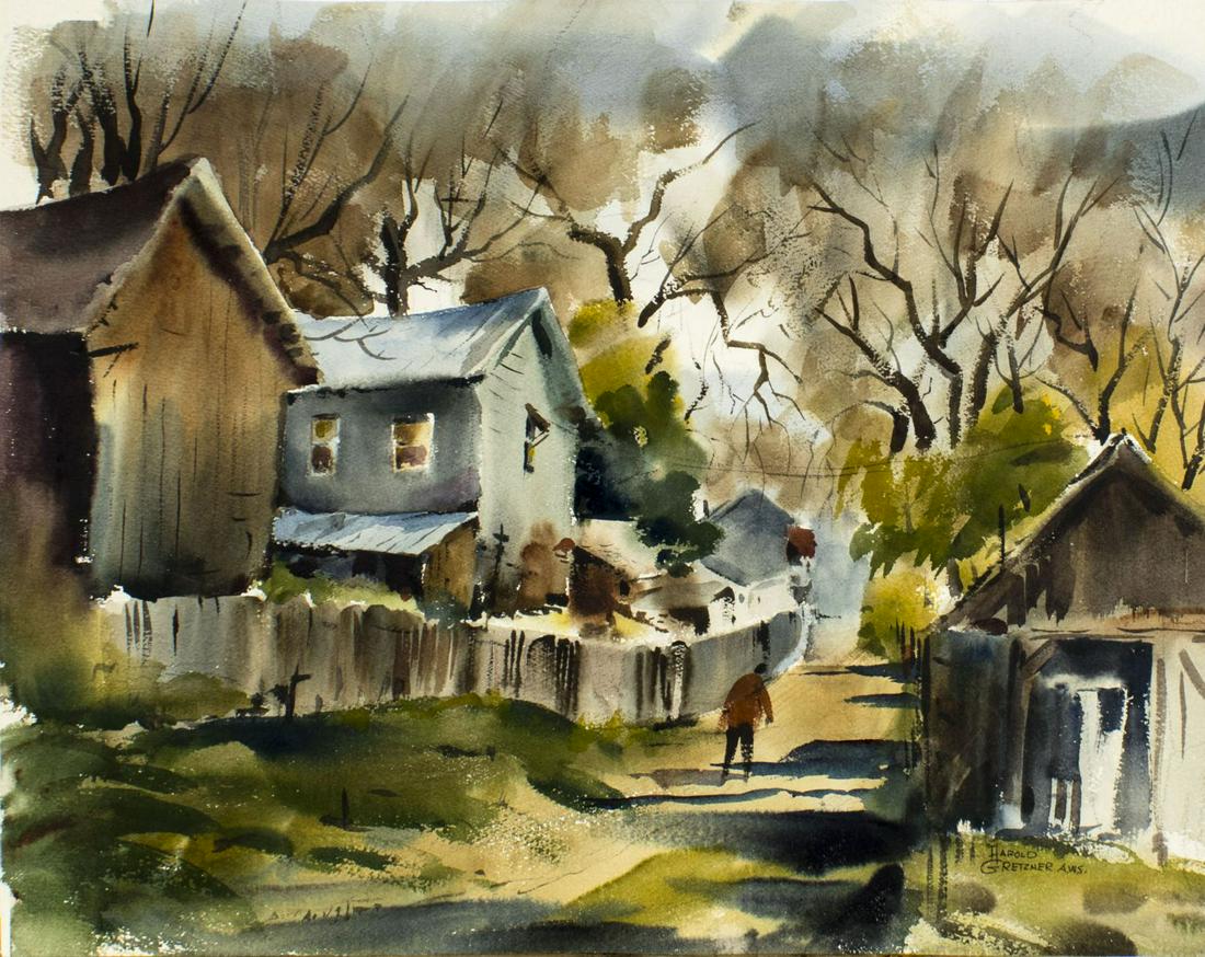 Harold Gretzner (CA,MD,1902-1977) watercolor painting (1 of 11)