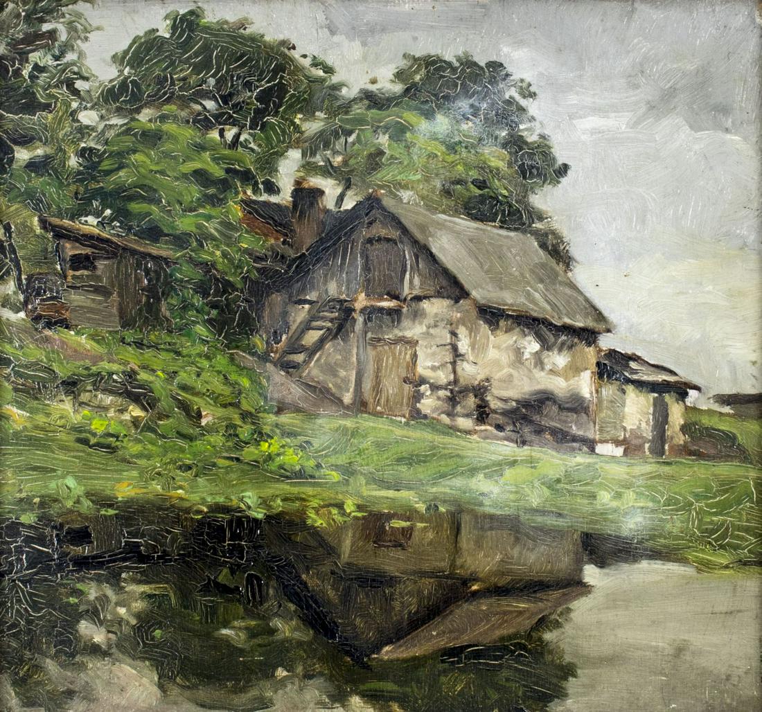 Antique early 20C American oil painting (1 of 12)