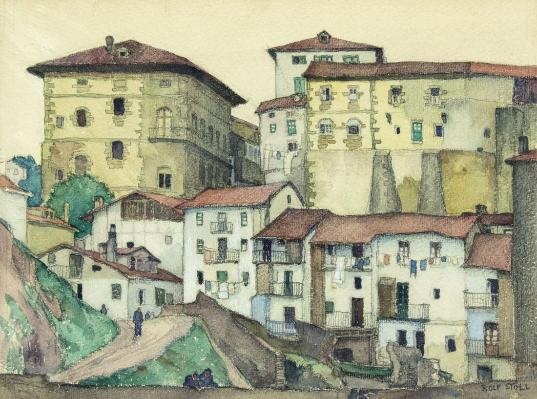 Rolf Stoll (OH,FL,Spain,German,1892-1978) watercolor (1 of 12)