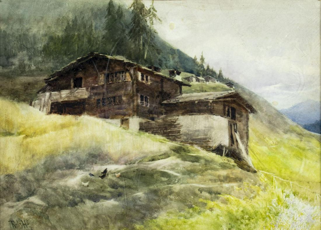 Antique american early 20C watercolor painting (1 of 12)