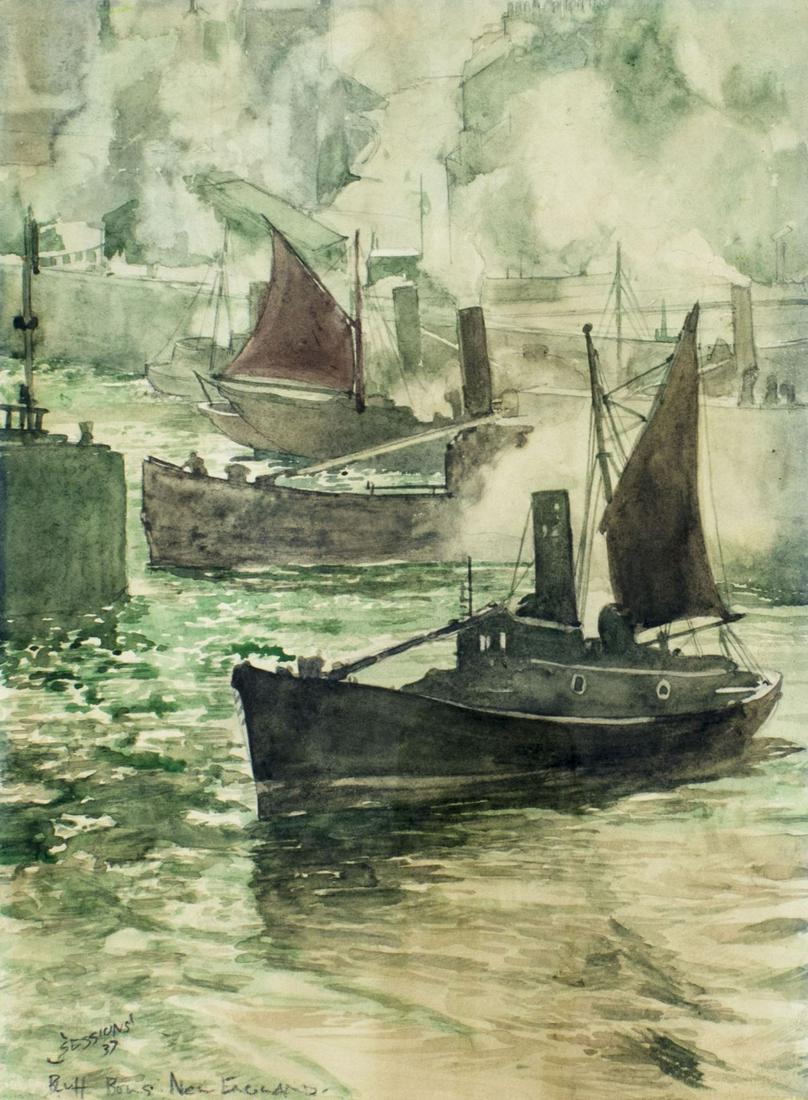 James Sessions (IL,1882-1962) watercolor painting antique (1 of 12)