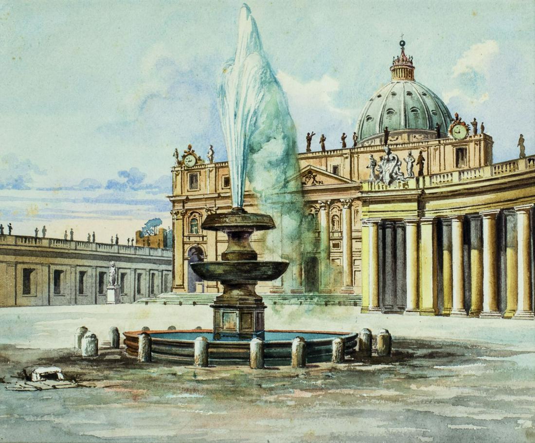 Massimiliano Bertozzi (Italy,19C) watercolor painting antique (1 of 11)