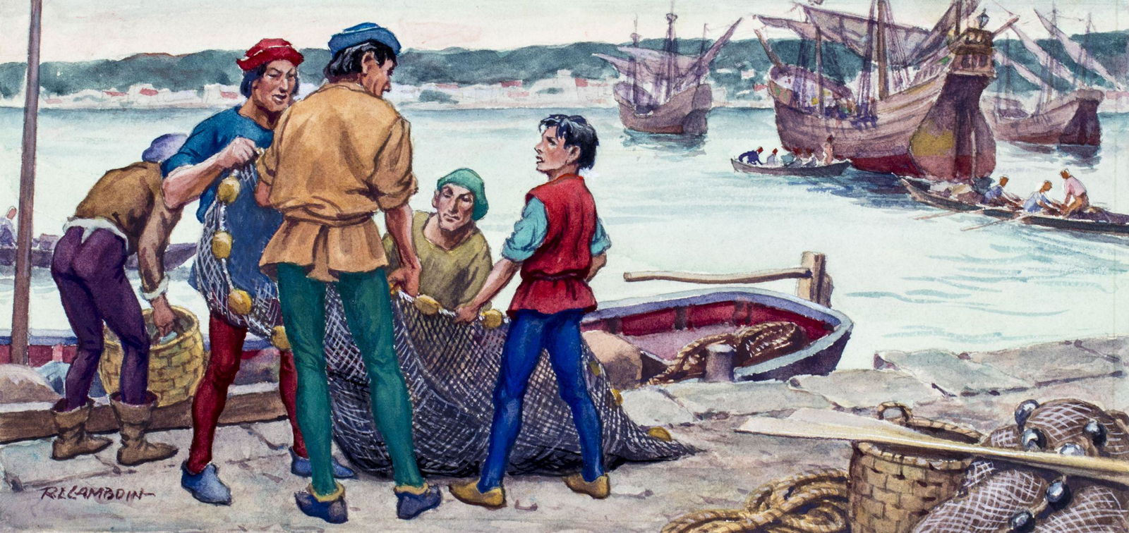 Robert Lambdin (CT,KS,1886-1981) watercolor painting (1 of 12)