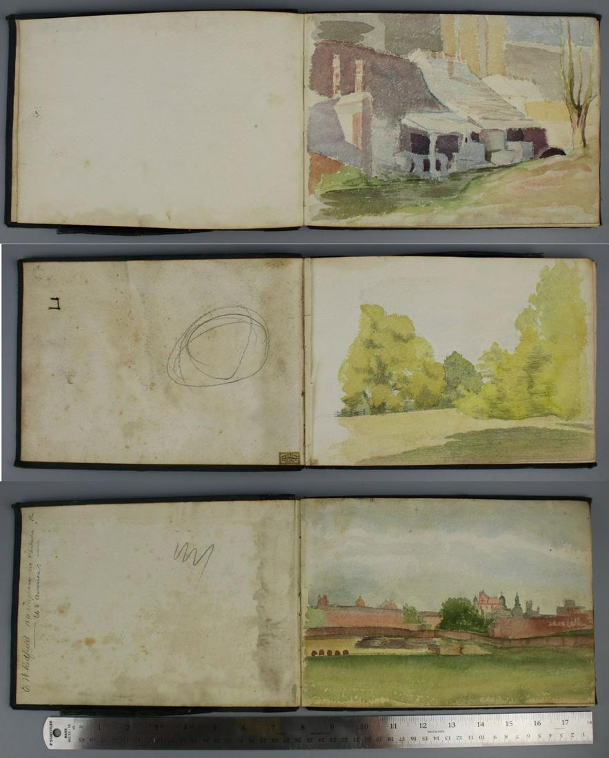 Edward Redfield (PA,DE,1869-1965) Sketchbook w/ 3 Watercolors antique (1 of 10)