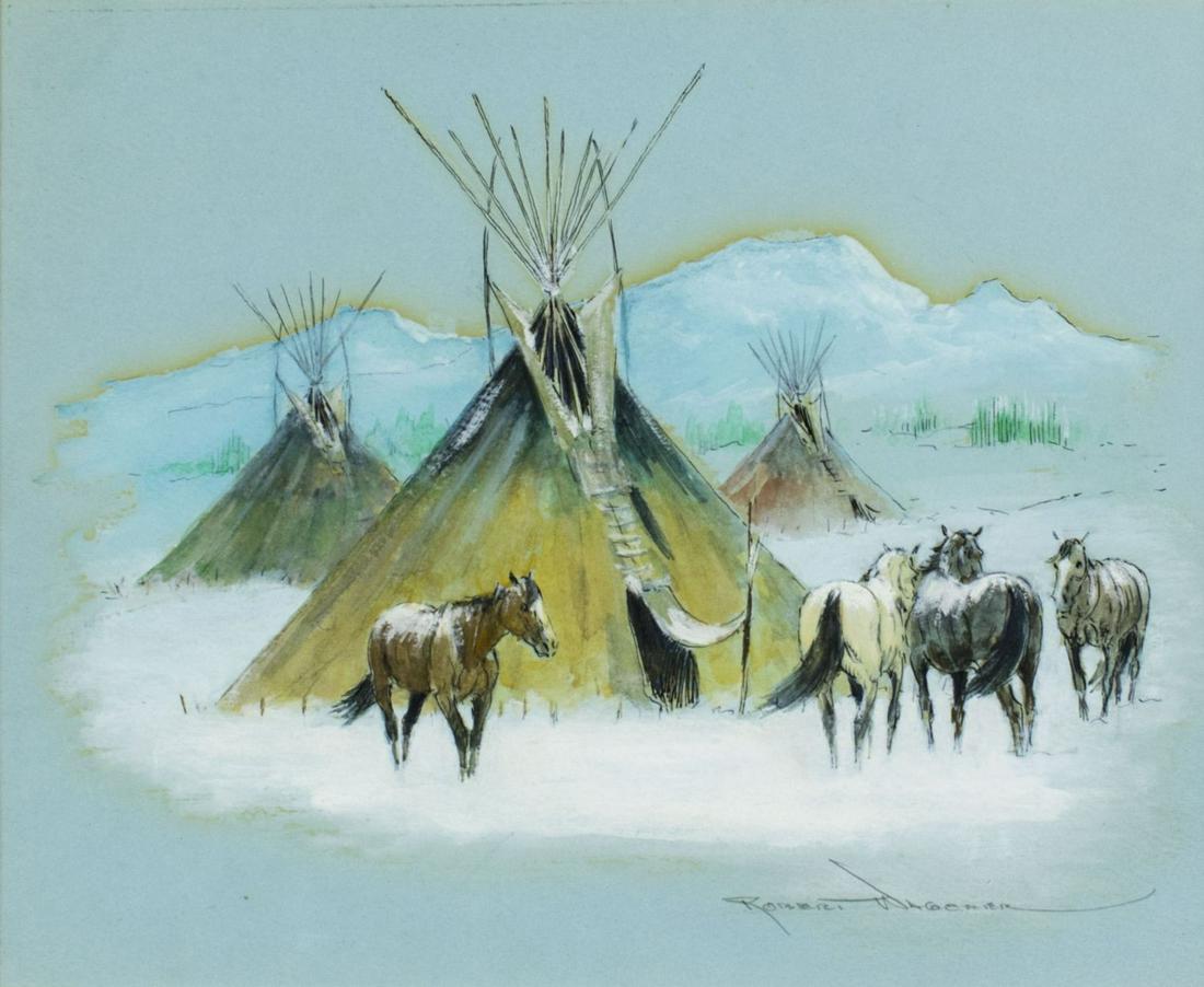 Robert Wagoner (CA,OH,1928-2017) gouache painting (1 of 11)