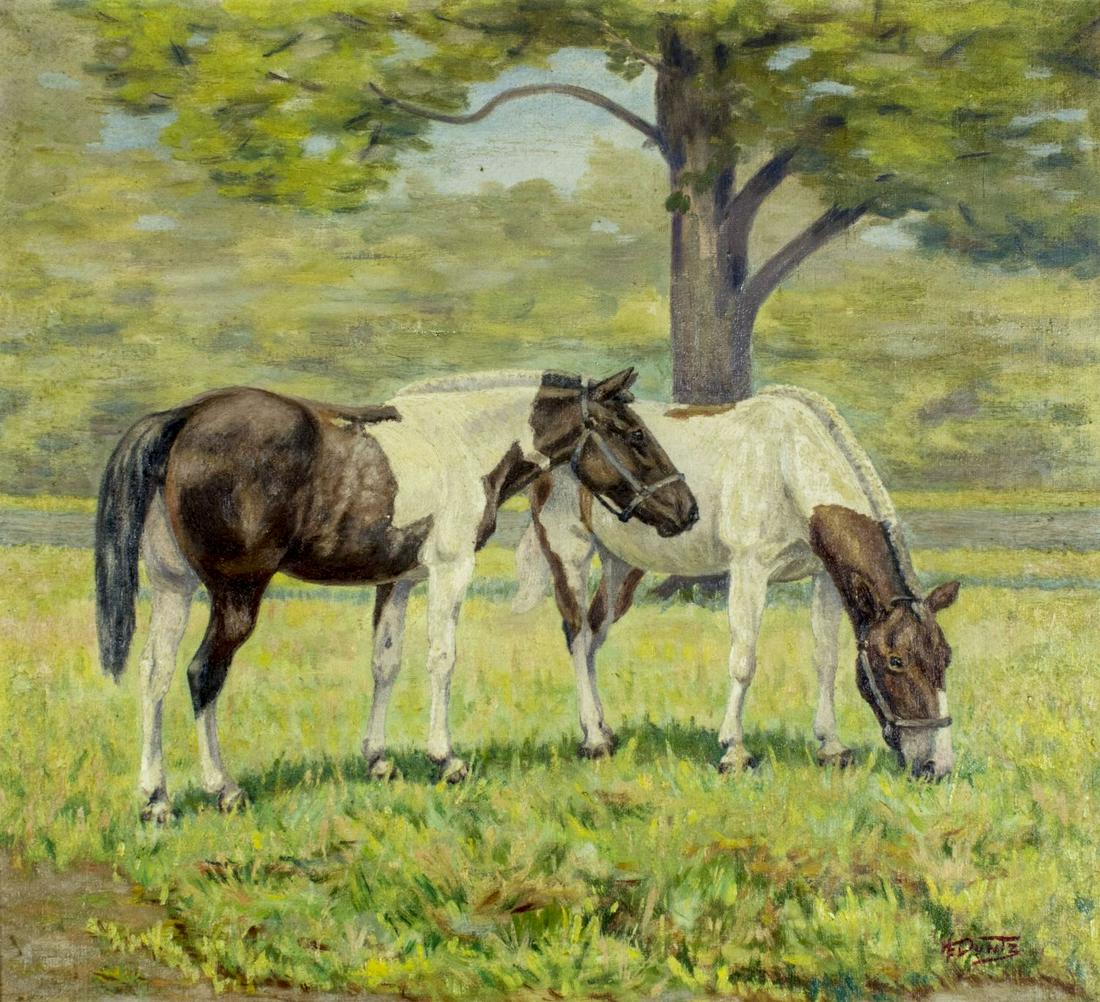 H E Duntz (US,early 20C) oil painting antique (1 of 12)