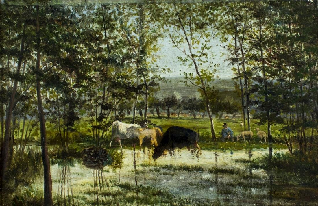 Cesar De Cock (Belgium,1823-1904) oil painting antique (1 of 12)