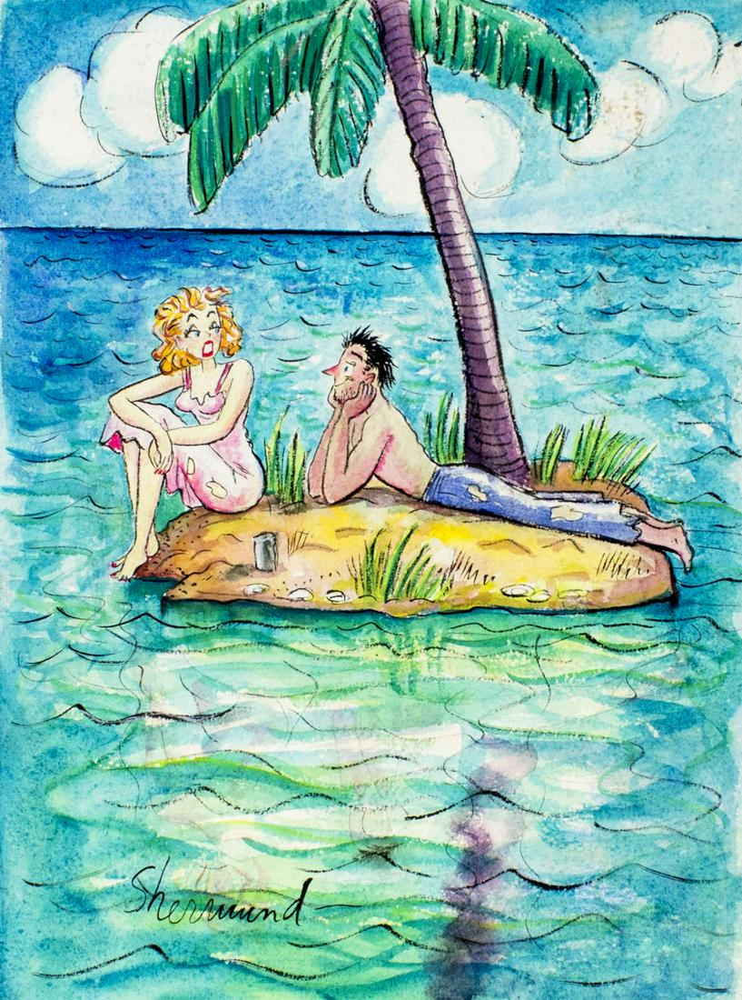 Barbara Shermund (NY,CA,NJ,1899-1978) watercolor painting (1 of 12)