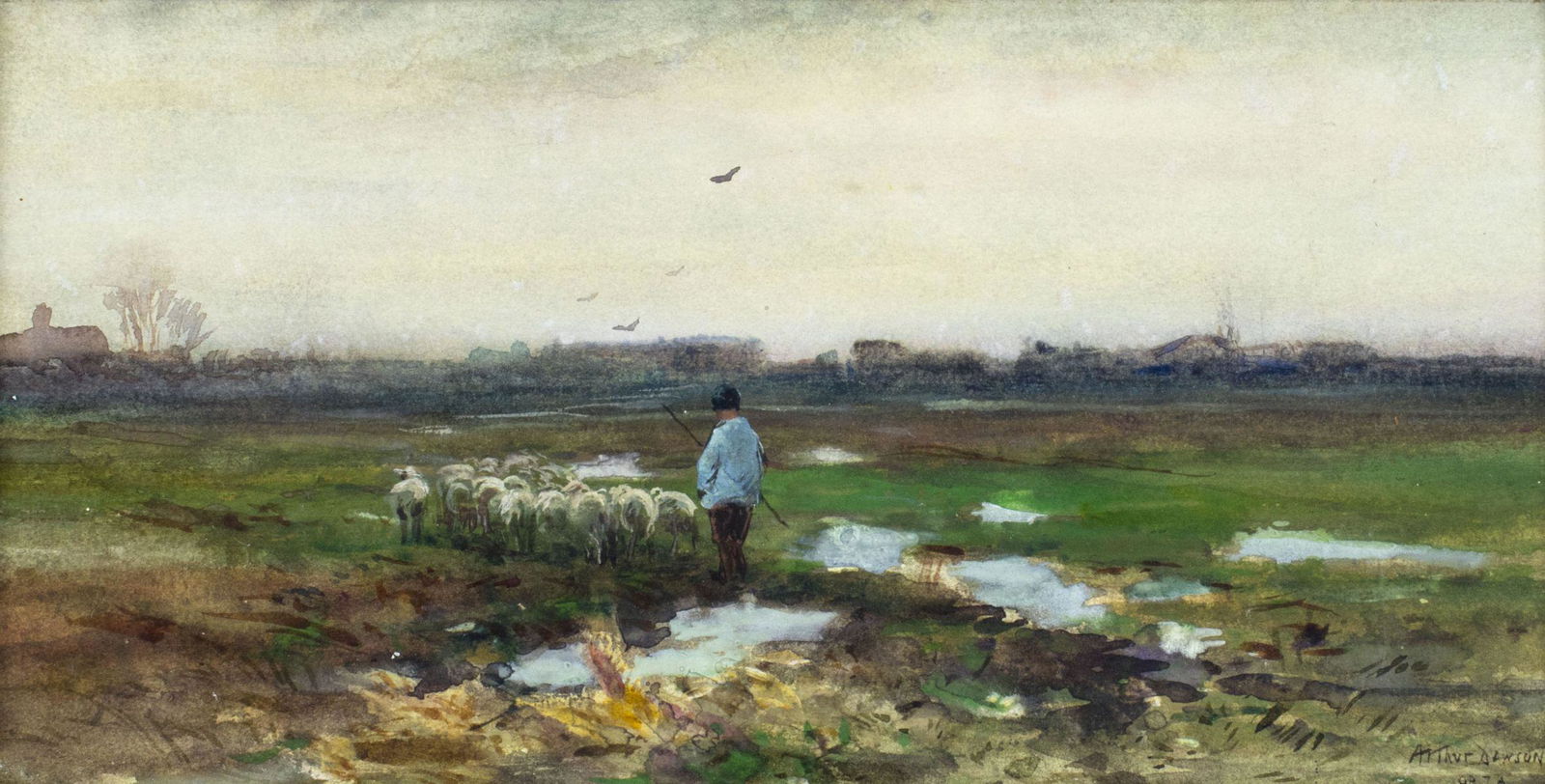 Arthur Dawson (VA,NY,1857-1922) watercolor painting antique (1 of 12)