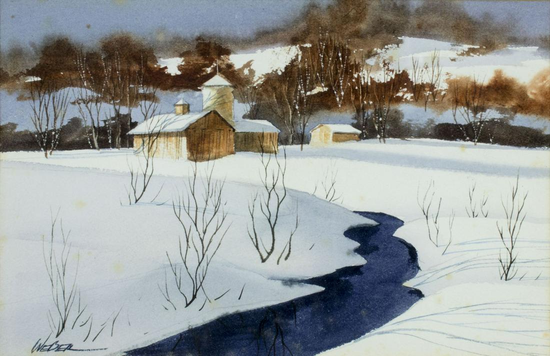 Michael J Weber (Ohio,born 1941) watercolor painting (1 of 10)