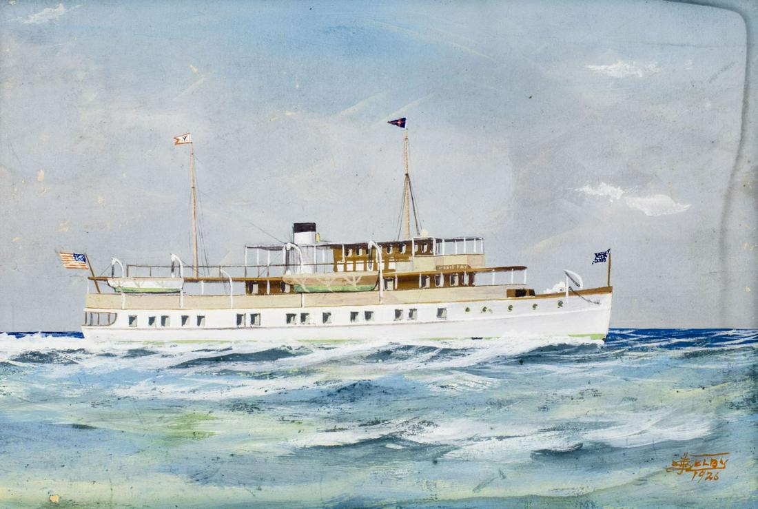 Joe Selby (FL,1893-1960) gouache painting antique (1 of 12)