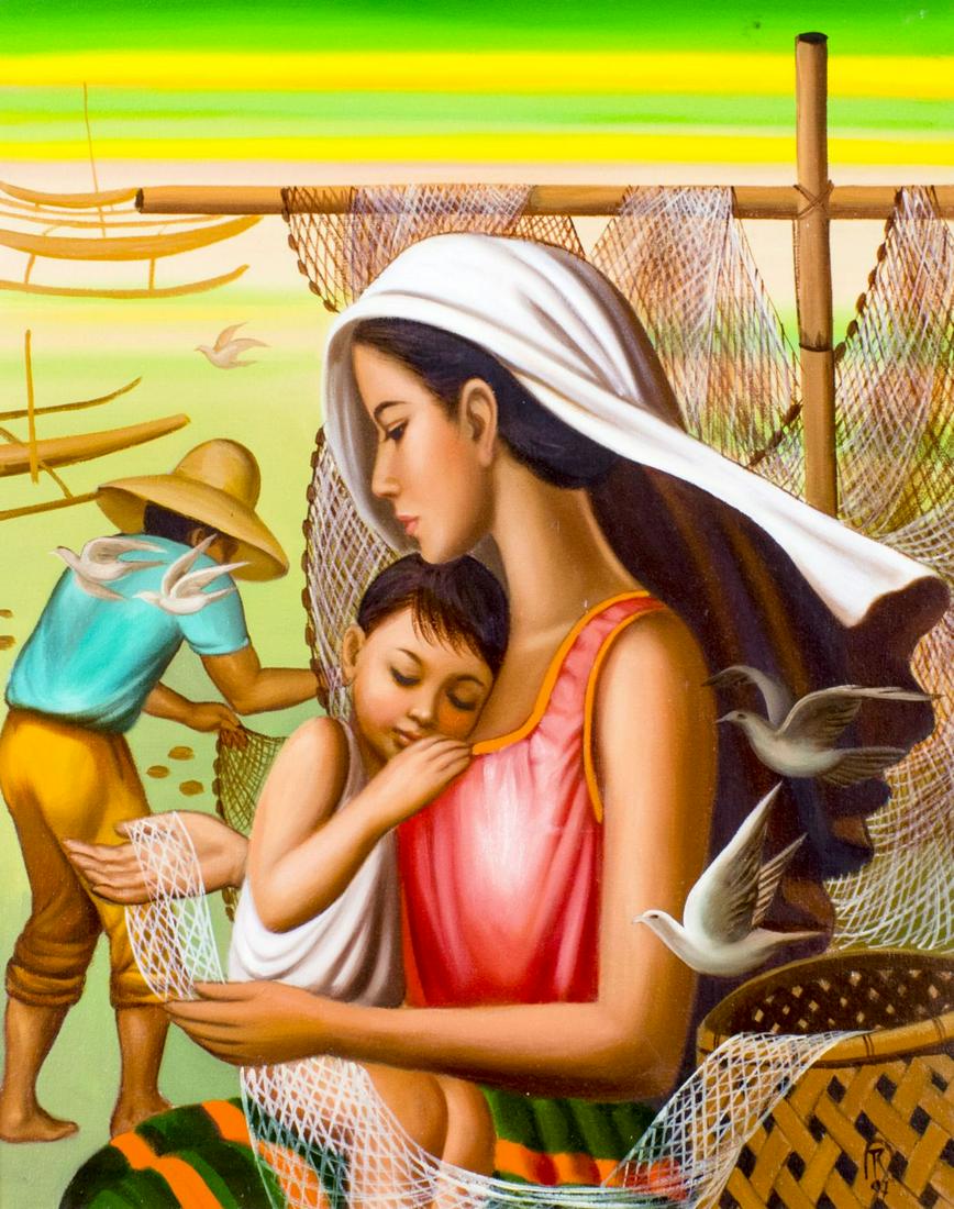 Vintage 20C Filipino oil painting (1 of 11)