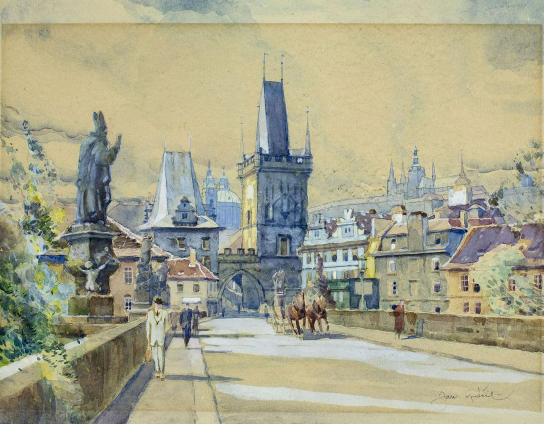 Jan Spacil Zeranovsky (Czech,1892-1982) watercolor painting (1 of 12)
