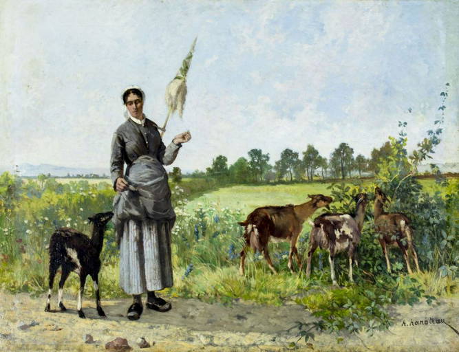 Hector Hanoteau (France,1823 1890) oil painting antique (0249) on