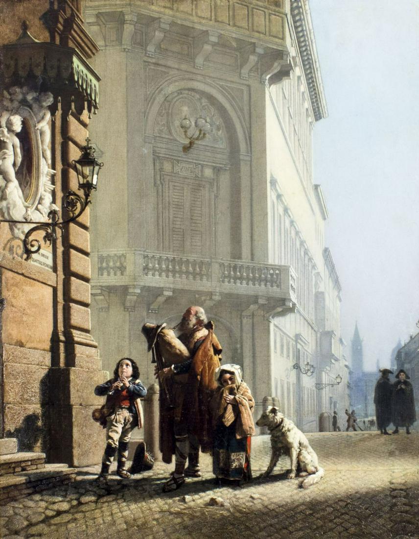 Antique 19C Italian oil painting signed (1 of 14)