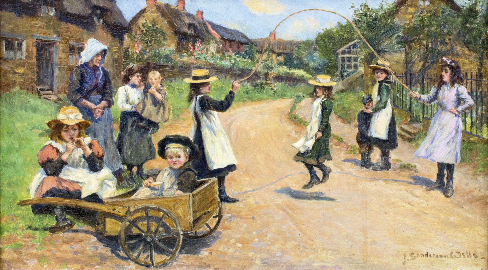 John Sanderson Wells (UK,1872-1955) oil painting antique (1 of 17)