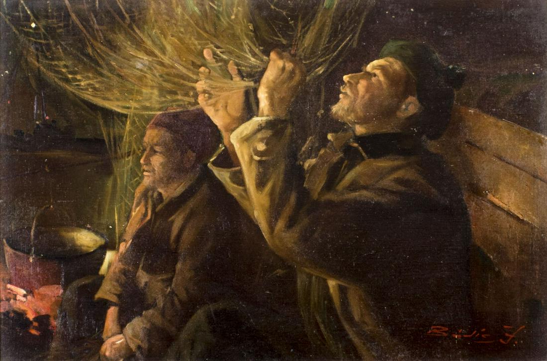 F Bajic (Europe, mid 20C) oil painting (1 of 12)