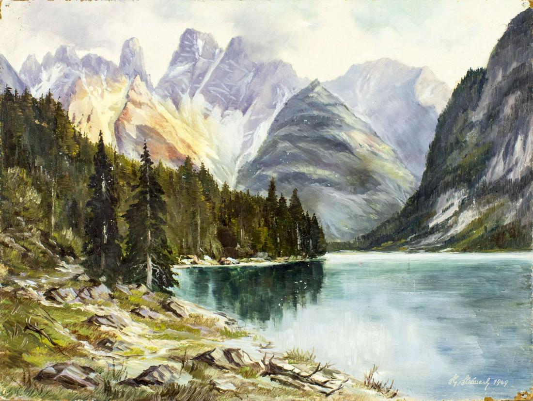 Antique mid 20C European oil painting signed (1 of 12)