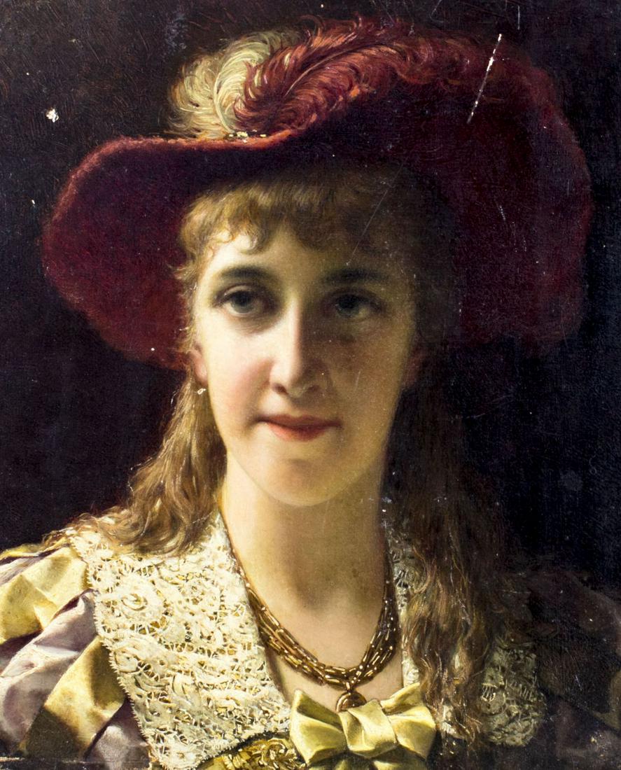 Antique 19C European oil painting signed (1 of 12)