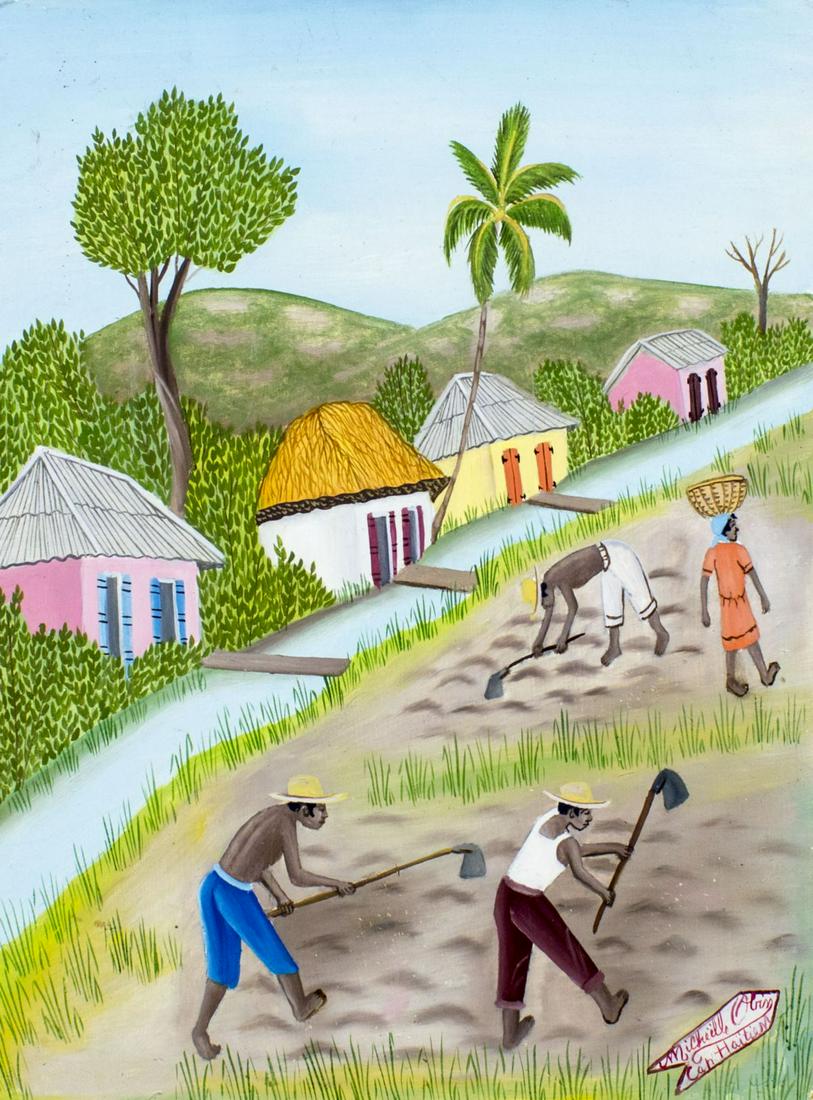 Michel M Obin (Haiti,b 1949) oil painting (1 of 12)