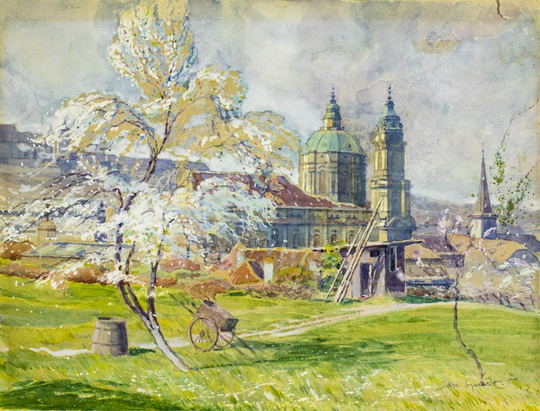 Jan Spacil Zeranovsky (Czech,1892-1982) watercolor painting (1 of 12)
