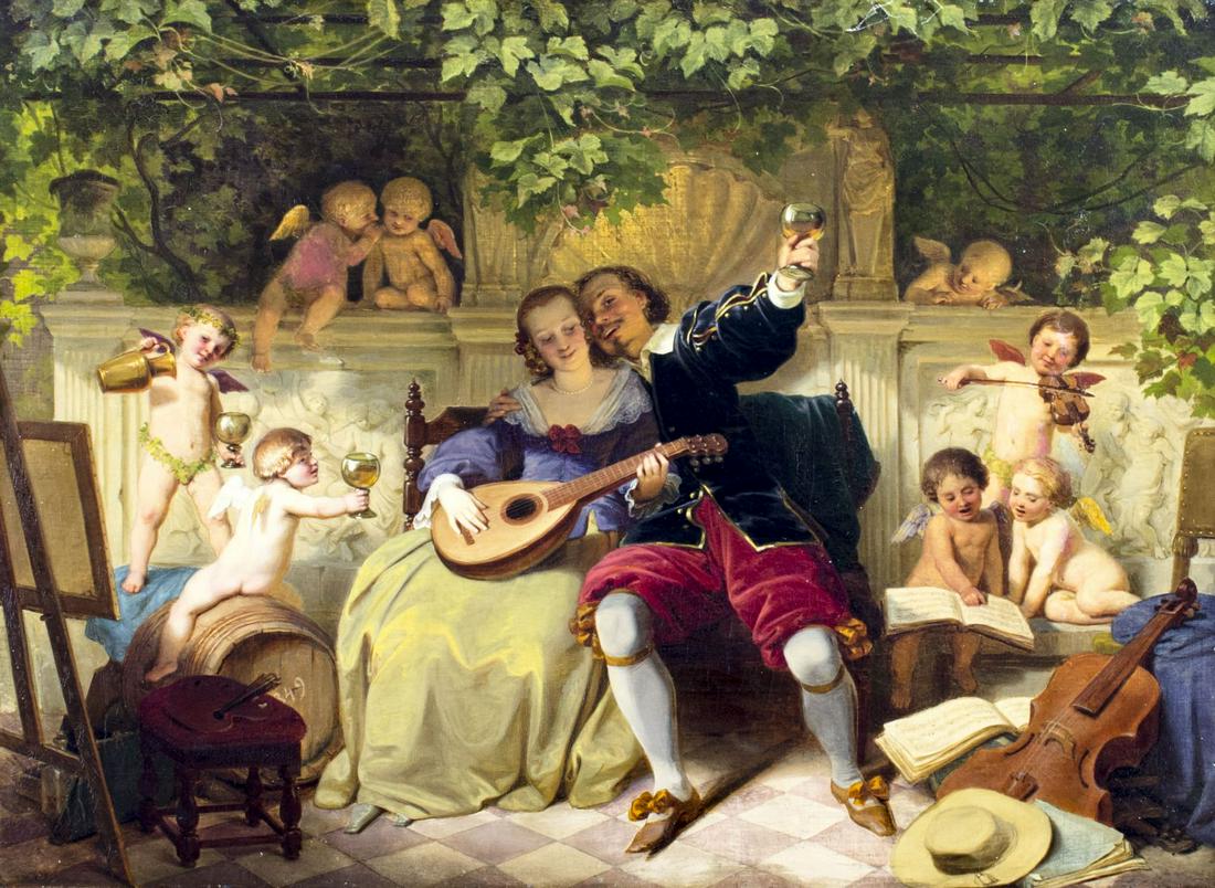 Antique 19C European oil painting (1 of 18)