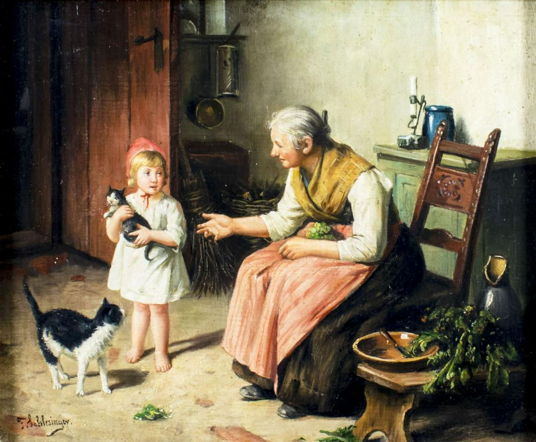 Felix Schlesinger (German,1833-1910) oil painting antique (1 of 12)