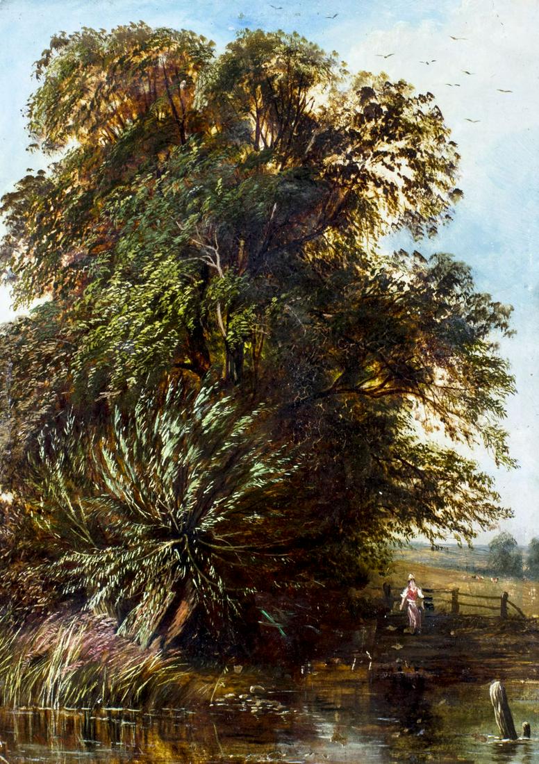 Antique 19C American oil painting signed (1 of 11)