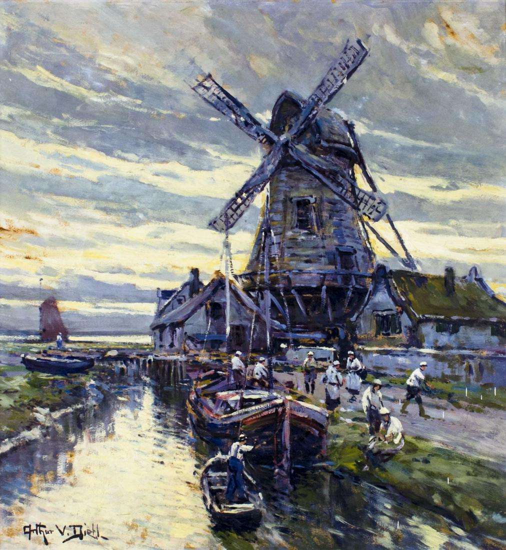 Arthur Diehl (MA,NY,UK,1870-1929) oil painting antique (1 of 13)