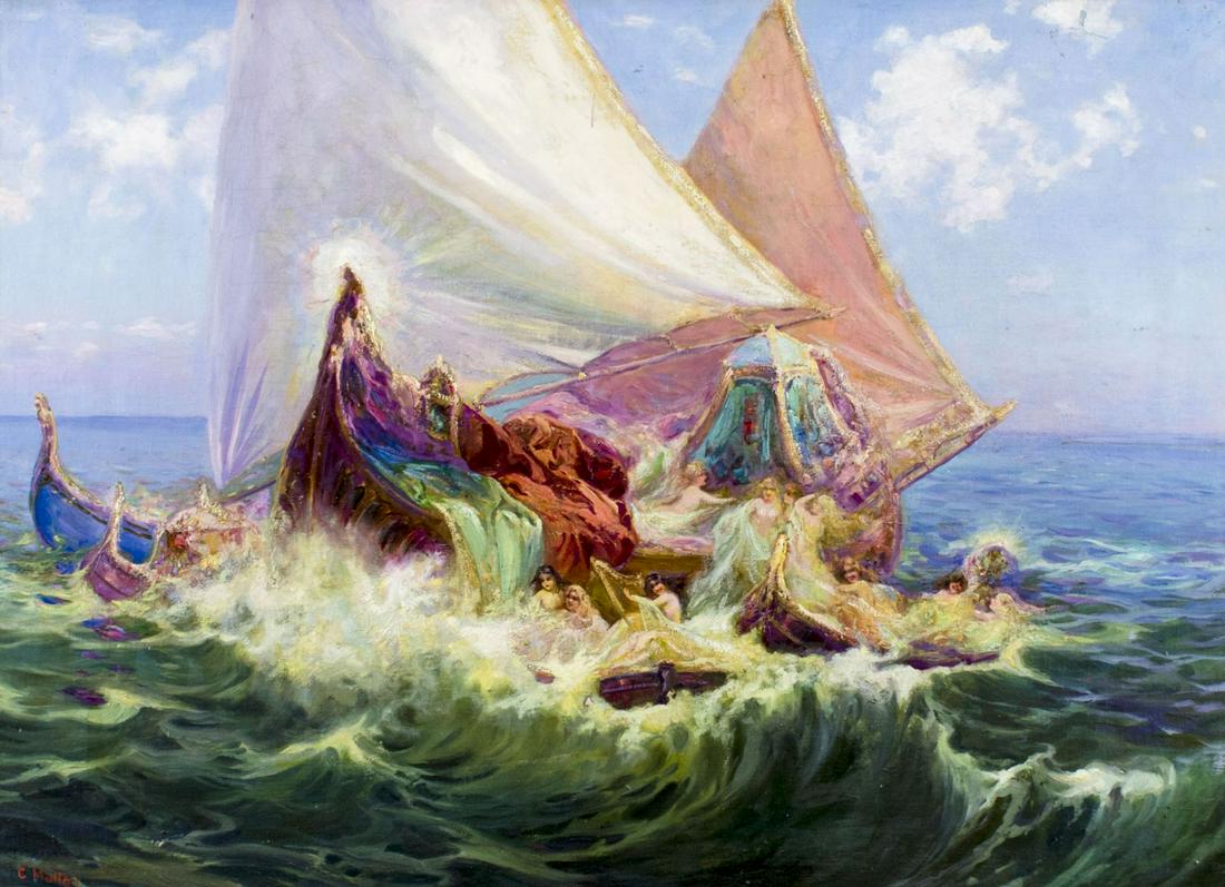 Carl Muller (austria,1862 1938) Oil Painting Antique