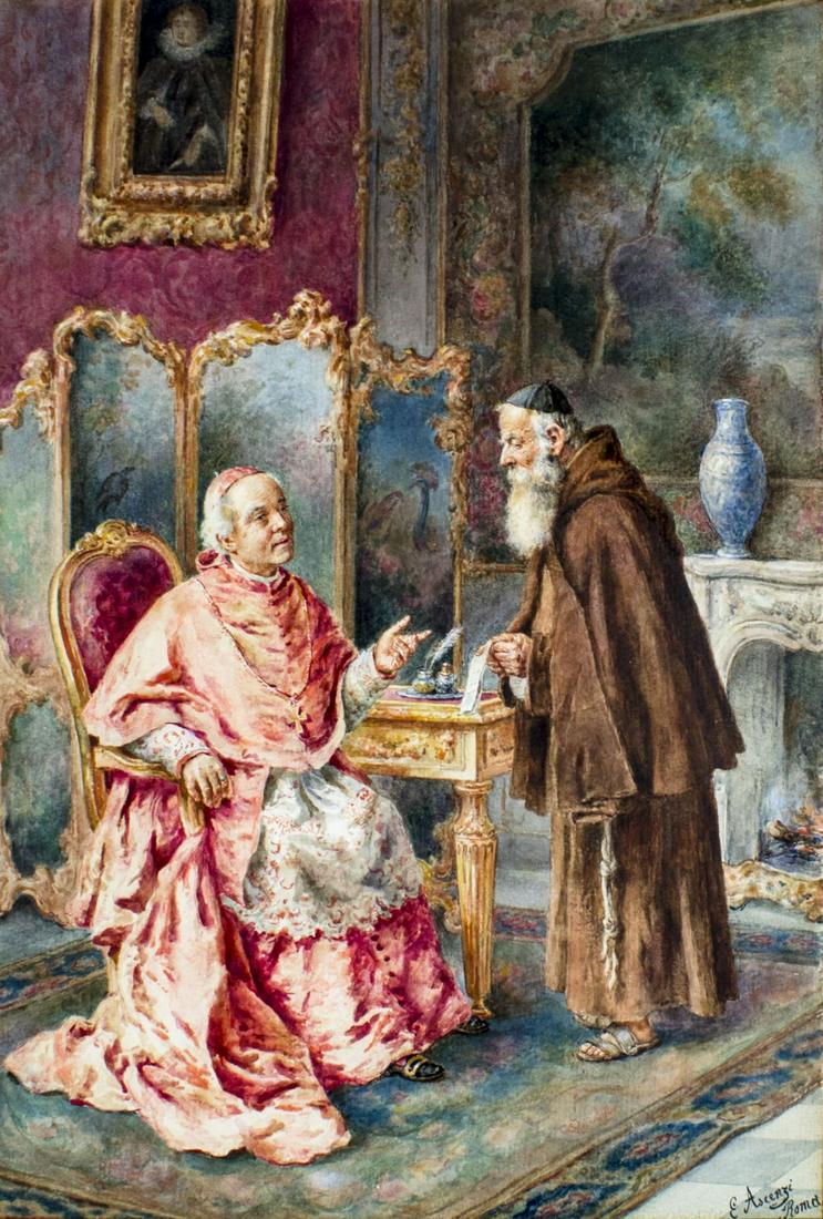 Ettore Ascenzi (Italy,19C) watercolor painting antique (1 of 11)