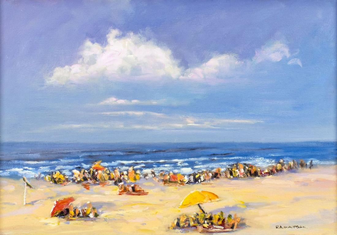 Robert Waltsak (NJ,b 1944) oil painting: ARTIST: Robert Alan Waltsak (New Jersey, born 1944) TITLE: Jersey Shore III MEDIUM: oil on canvas CONDITION: Very good. No visible inpaint under UV light. ART SIZE: 20 x 30 inches / 50 x 76 cm FRAME S