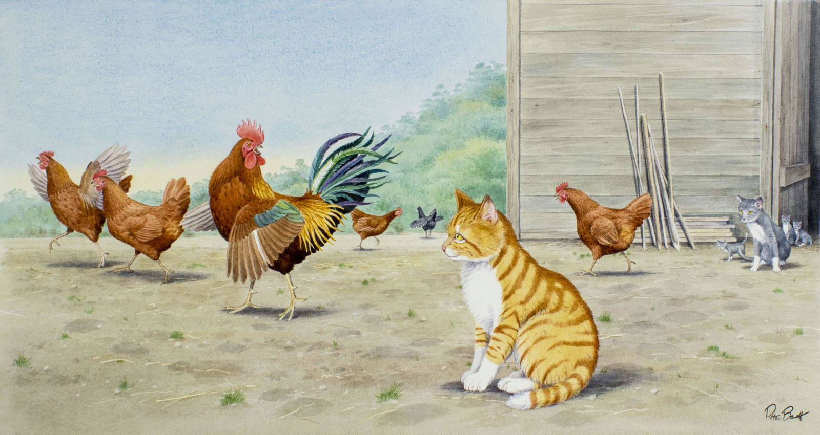 Peter Barrett (UK,b 1935) watercolor painting (1 of 12)