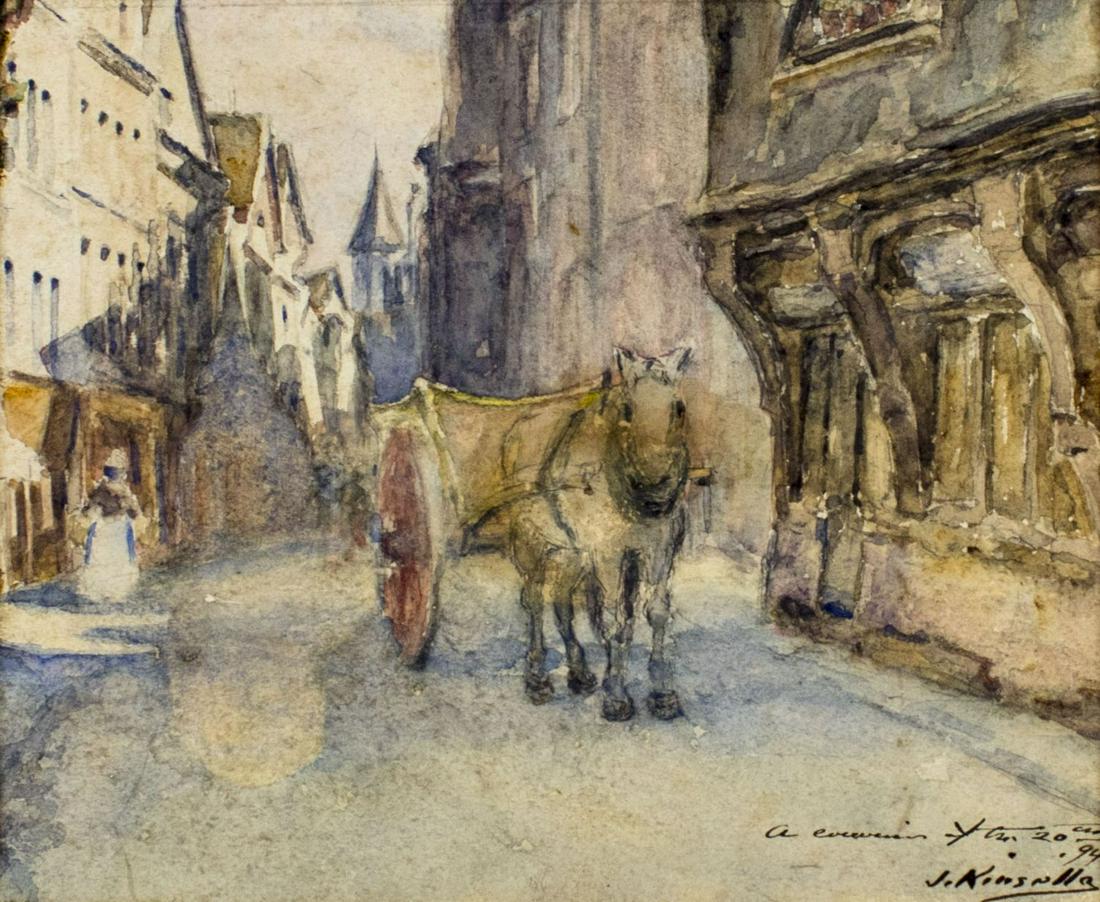 James Kinsella (NY,1857-1923) watercolor painting antique (1 of 11)