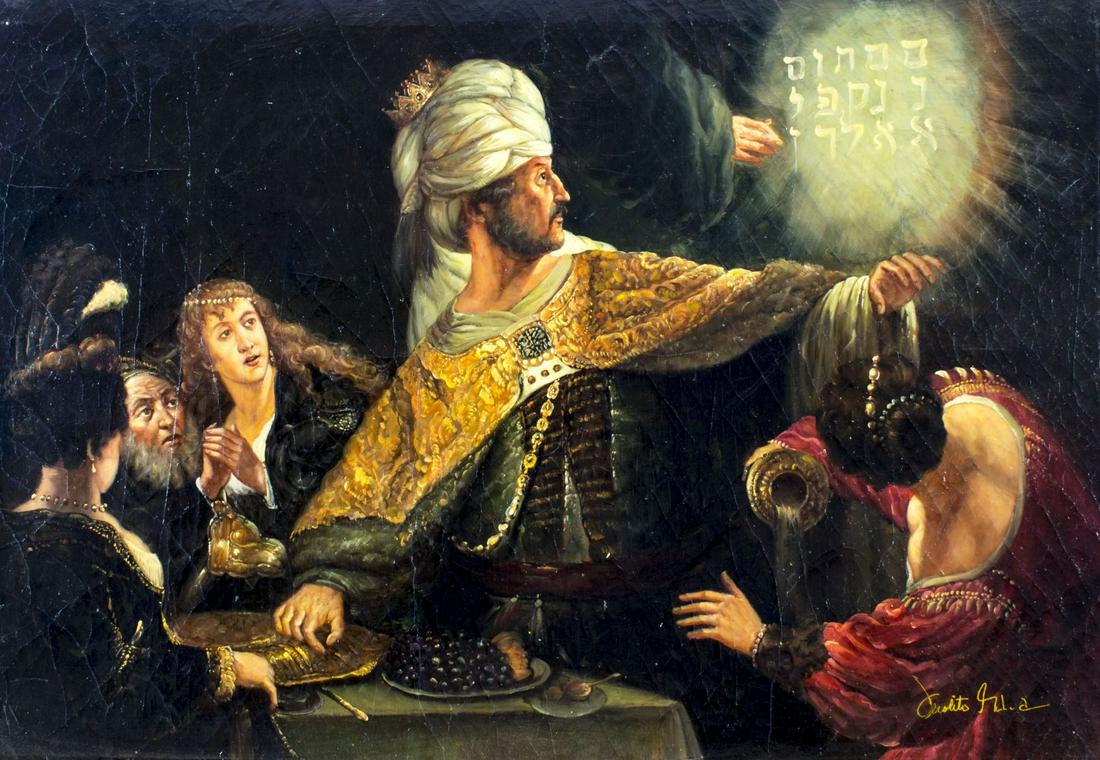 Vintage 20C European oil painting signed (1 of 12)