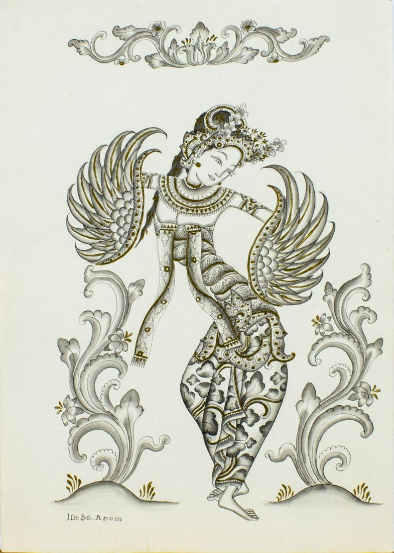 Ida Bagus Anom (Indonesia,1898-1972) mixed media painting (1 of 12)