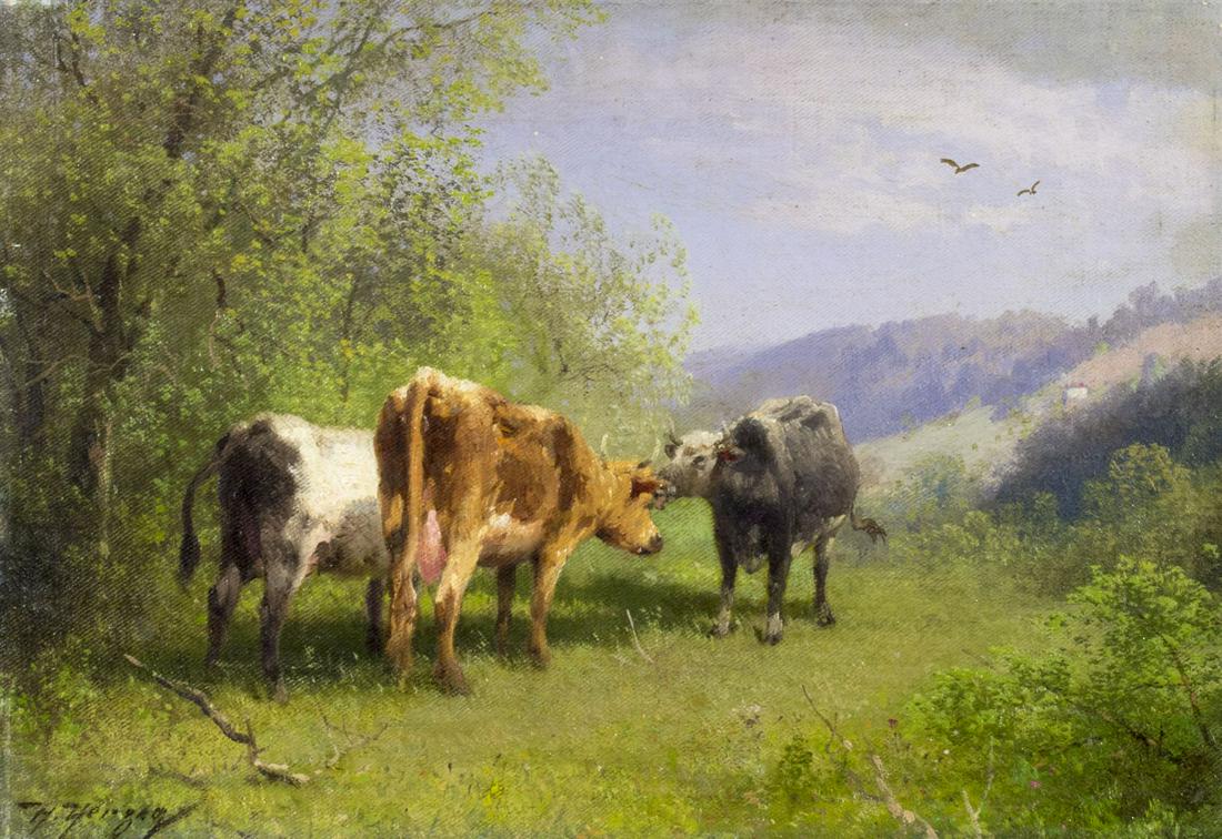 Hermann Ottomar Herzog (German,PA,CA,1832-1932) oil painting antique (1 of 12)