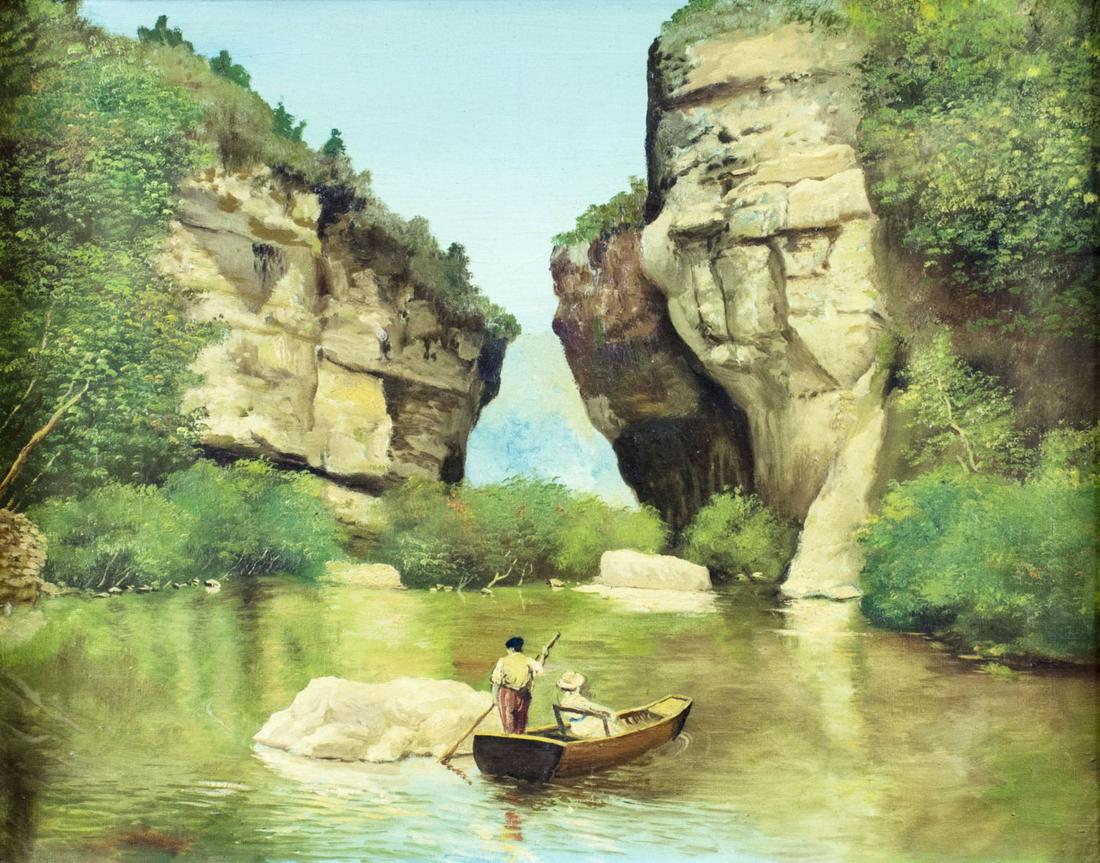 Antique early 20C American oil painting signed (1 of 12)