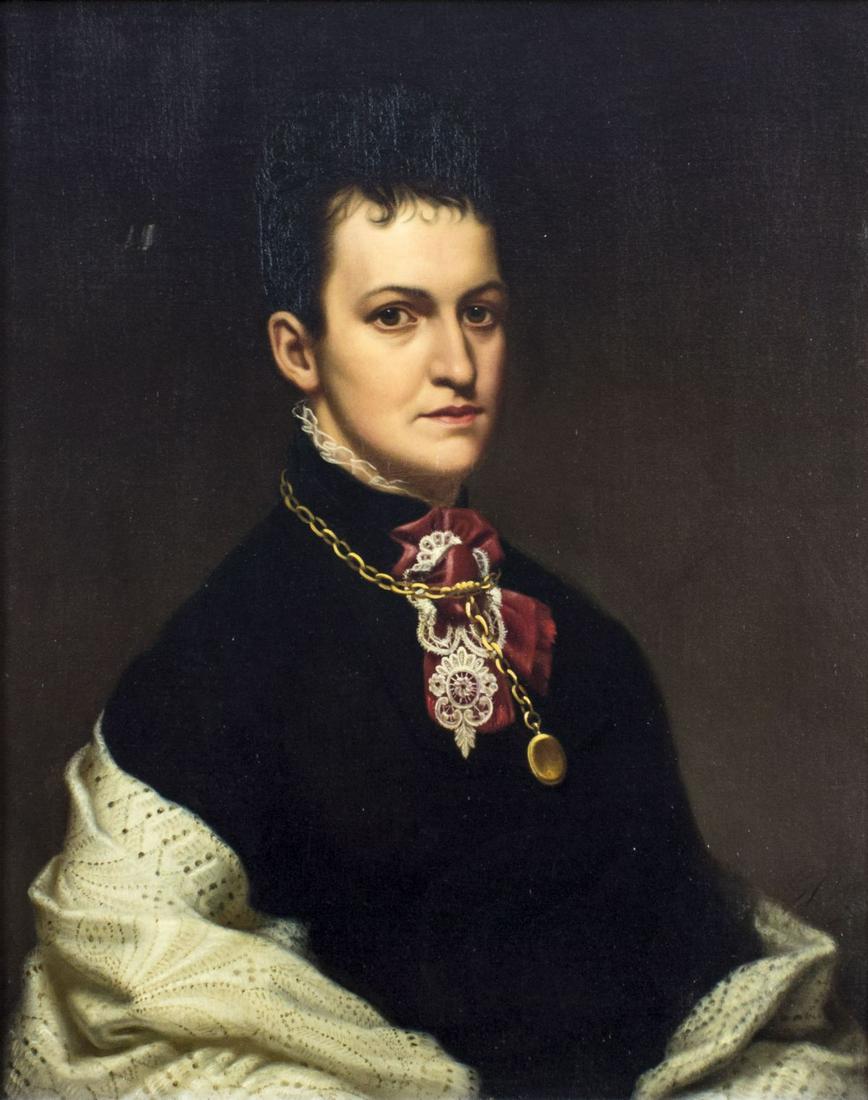 Antique 19C American oil painting signed (1 of 12)