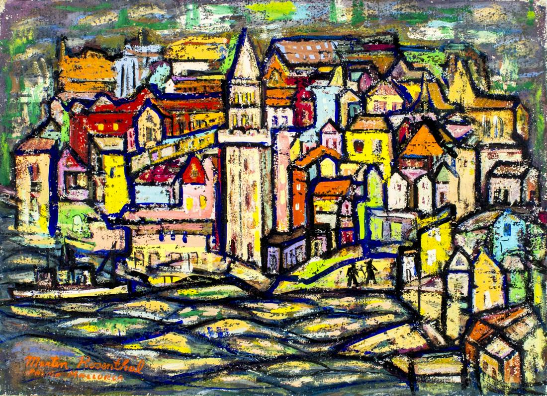 Martin Rosenthal (NY,MA,1899-1974) mixed media painting (1 of 12)