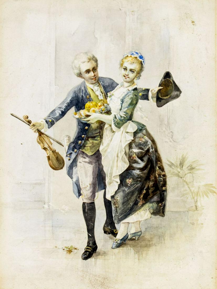 Antique 19C European oil painting (1 of 12)