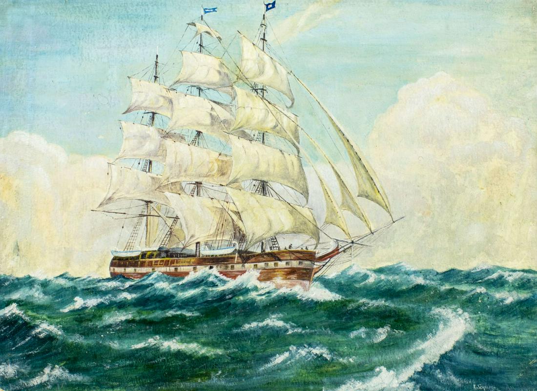 E Schaefer (US,early 20C) oil painting antique (1 of 12)