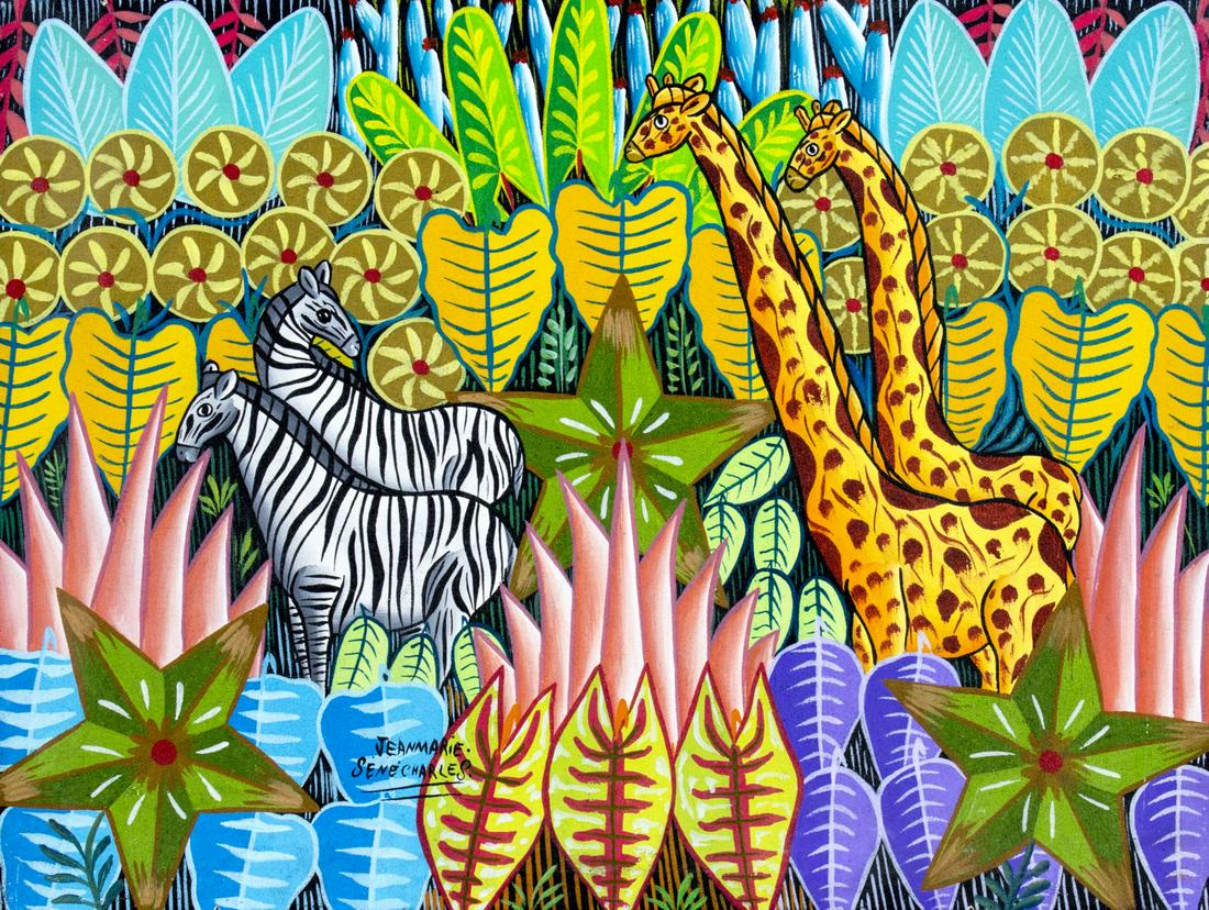 Jean Marie Senecharles (Haiti,20C) oil painting: ARTIST: Jean Marie Senecharles (Haitian, 20 century) TITLE: Haitian Landscape MEDIUM: oil on canvas CONDITION: Very good. No visible inpaint under UV light. ART SIZE: 12 x 16 inches / 30 x 40 cm FRAME