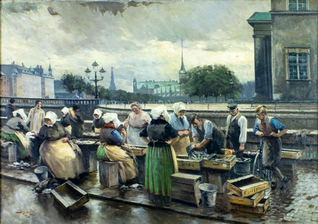 Vintage mid 20C European oil painting signed (1 of 15)