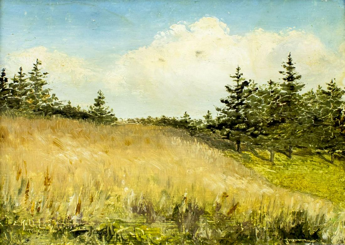 Elizabeth Koll Luquiens (CT,OR,1878-1952) oil painting antique (1 of 12)