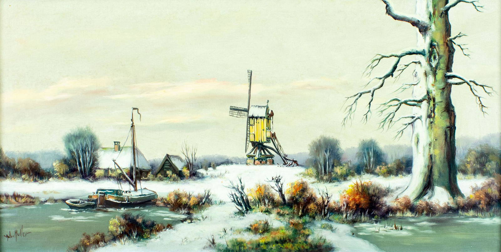 Anton Muller (dutch,18741912) Oil Painting Antique Auction