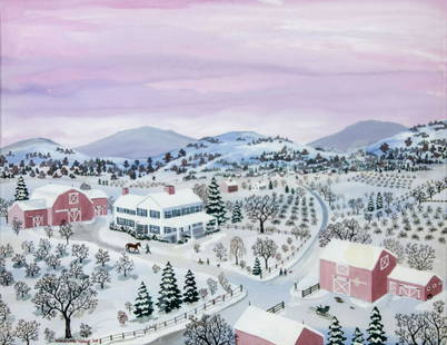 Maxwell Mays (RI,1918-2009) gouache painting: ARTIST: Maxwell Mays (Rhode Island, 1918 - 2009) TITLE: Winter Country Landscape YEAR: 1949 MEDIUM: gouache on paper CONDITION: Very good. Framed under glass. ART SIZE: 14 x 18 inches / 35 x 45 cm FRA